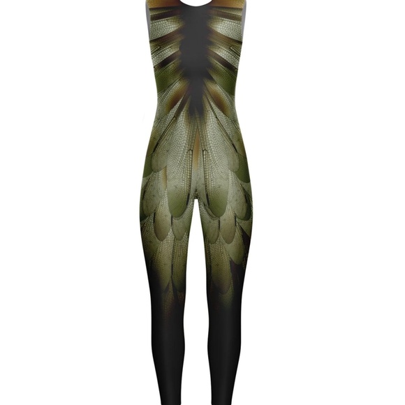 DanceInked Metamorphosis Sleeveless Circle Back Unitard –Child XL- Green (Moss) - Picture 2 of 10
